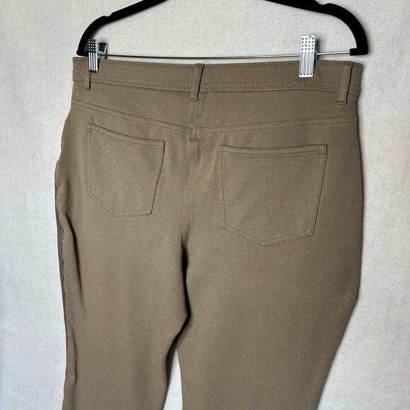 Chico's Foiled Snakeskin Ponte Slim Pants Taupe Size 2 (M/10–12) - Picture 4 of 11